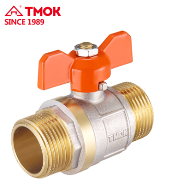 Good quality butterfly stem brass nickle plated ball valves
